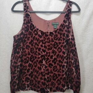 Vintage J. Crew Always Tank Top Cami Women Size 8 Leopard‎ Printed Mauve Velvet